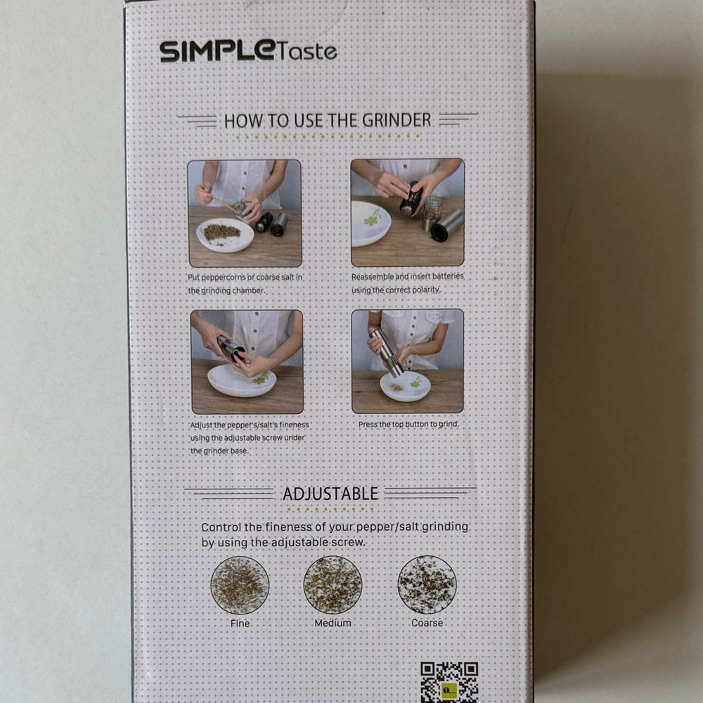 NEW SimpleTaste Electric Pepper Salt Mill 2-Pack - Picture 2 of 5